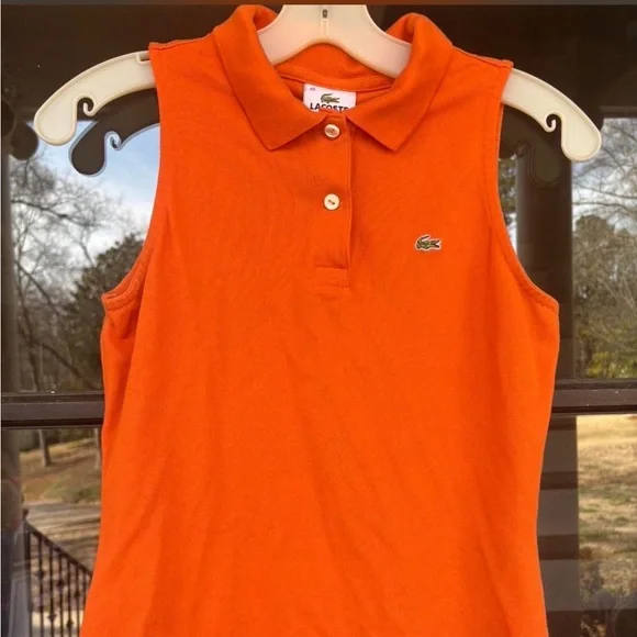 Lacoste Orange Polo with Green Crocodile Logo - Picture 2 of 5